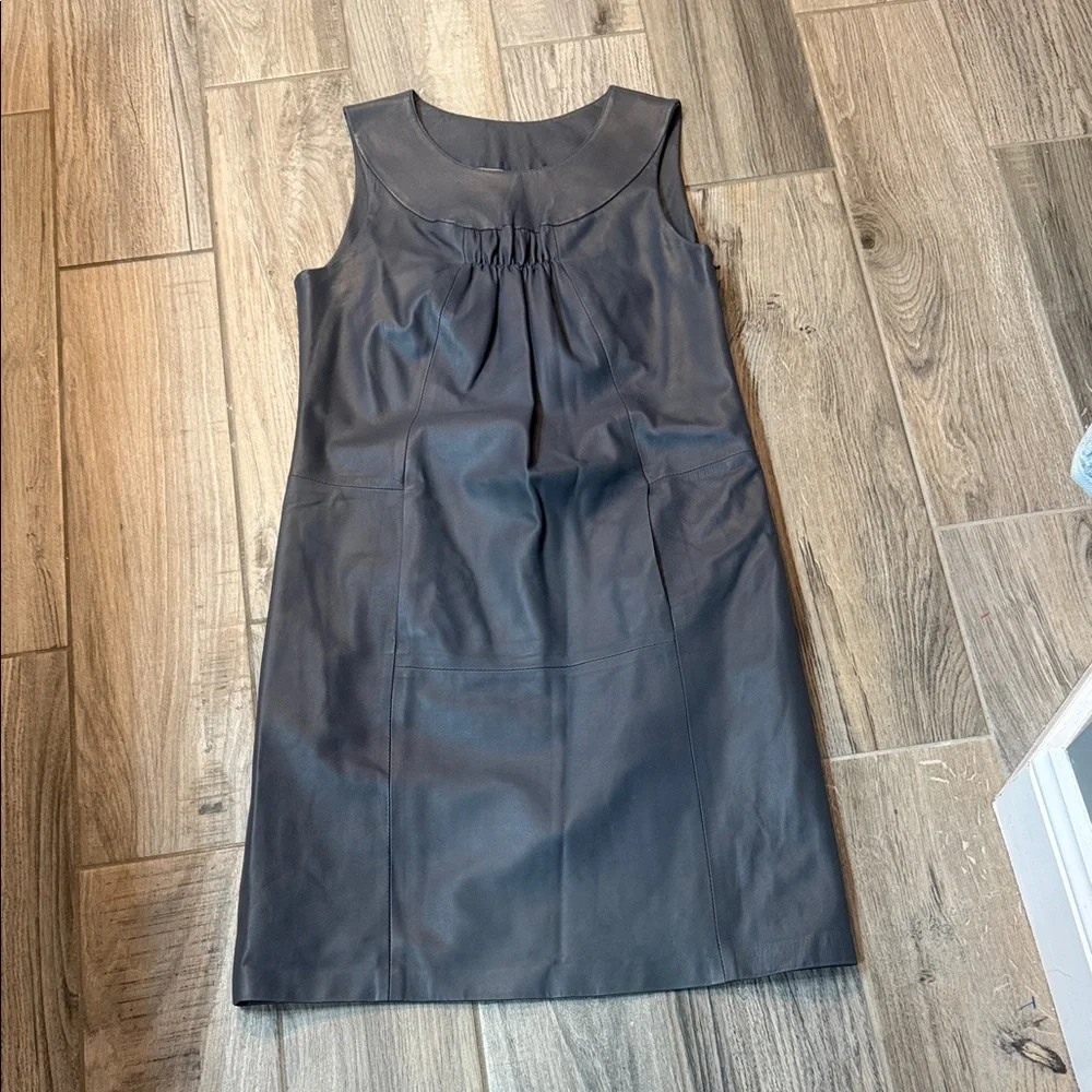 Marks & Spencer Autograph Gray‎ Leather Shift Dress Modern Minimal US 6 UK 10